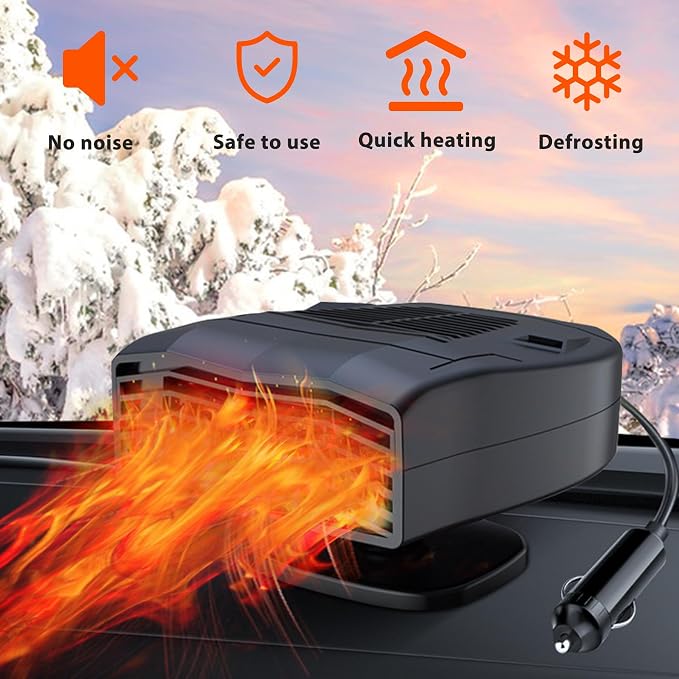 NEW Car Heater,Portable 12V Car Heaters & Defroster,Fast Heating & Cooling Fan,Plug In Car Heater for Windshield Defogger with 360° Rotary Car Heaters for Vehicle,Car,RV,SUV(WW-CH-01)
