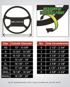 Leather Steering Wheel Cover Lace Up, Stitch on Steering Wheel Wrap, Universal Fit 13-20 Inch Car Truck Pickup Boat, A Whole Piece of Cowhide, DIY w/Needle Thread (Size XXL6, Black & Red)
