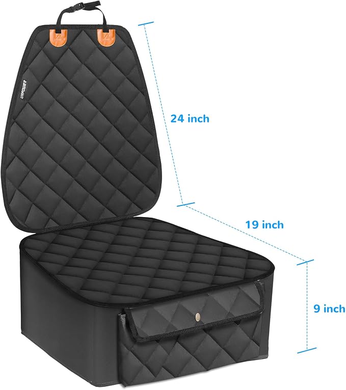 Dog Car Seat Cover for Front Seat, Waterproof Pet Car Seat Protector with Pocket & Elastic Skirt, Non-Slip Dog Bucket Seat Covers for Cars, Trucks & SUVs