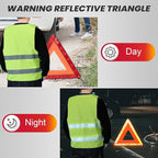 3 Pack Emergency Warning Triangles with 2 Pack Reflective Vest Kit | Roadside Safety Triangle, Foldable Warning Reflective Triangle with Case for Vehicles Breakdown & Emergencies