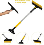 30-43" Extendable Aluminum Snow Brush with Built-in Squeegee & Ice Scraper 3-in-1 Non-Slip Foam Grip Winter Car Tool with Scratch-Free Bristles for Cars, SUVs & Trucks, Yellow
