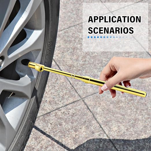 5PCS Gold Double Straight Type Tire Pressure Gauge, Dual Head Air Pressure Gauge, Pressure Range 10-150 Psi (Suitable for Trucks, etc.)