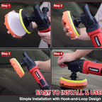 6/7 inch Buffer Polisher,Rotary Car Buffer,1600W Car Polisher Waxer Kit with 6 Variable Speed 1000-3500RPM & 4 Polishing Pads,Detachable Handle for Car Polishing and Waxing