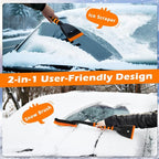 XFIRE-GEAR Car Snow Brush and Ice Scraper/26.8" Window Scraper Deicer for Car Windshield, 2 in 1 Ice Scrapers and Brushes with Non-Slip Gloves, Winter Car Automotive Exterior Accessories