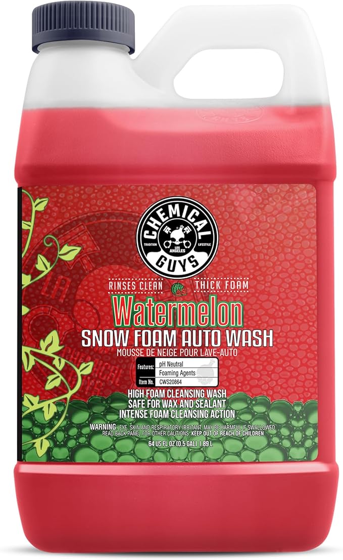 CWS20864 Watermelon Snow Foam Car Wash Soap (Works with Foam Cannons or Bucket Washes) For Cars, Trucks, Motorcycles, RVs & More, 64 fl oz (Half Gallon) Watermelon Scent