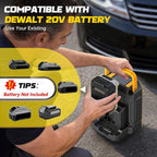 Tire Inflator Portable Air Compressor Compatible with Dewalt 20V Battery, 160PSI Air Pump with Dual Digital Screen, Auto Shut-Off, 5X Faster Inflation & Deflation for Car, Motor (Tool Only)