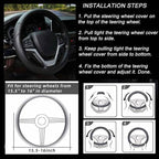 Microfiber Leather Steering Wheel Cover Large-Size for F150 F250 F350 Ram 4Runner Tacoma Tundra Range Rover Model S X with 15 1/2 inches-16 inches Outer Diameter-Gray