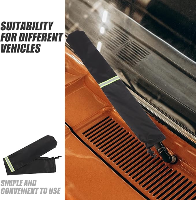 2Pcs Wiper Blade Protectors, 25.5x3.9in Polyester Car Windshield Wiper Covers, 210D Waterproof Rain and Bird Droppings RV Windshield Cover for Cars SUVs and Trucks