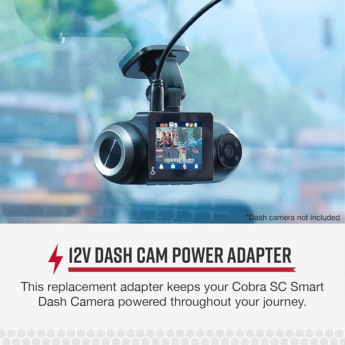 Cobra SC Smart Dash Cam Series 12 Volt Power Adapter with MicroUSB Cable with 6 Foot Cord (CA-CLAMICRO-01)