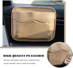 Car Seat Side Pocket Organizer, Multifunctional Auto Console Door Window Side Pocket Seats Storage Pouch, Leather Seat Gap Filler Organizer Pen Phone Holder for Most Vehicles (Beige)