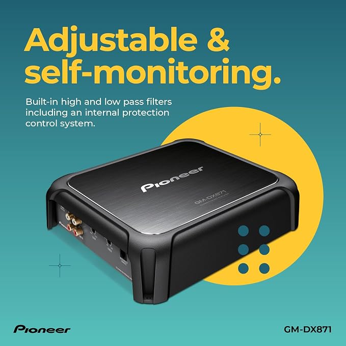 GM-DX871 - Powerhouse Amplifier with 1,600 Watts, Class-D Technology, 1-Channel, Variable Low-Pass Filter, Compact Design, and Remote Bass Boost Control