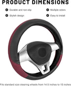 Sun Walker Steering Wheel Cover, 15 inch Breathable Steering Wheel Protector with Anti-Slip Lining, Comfortable Wheel Wrap Cover for Most Vehicles, Universal Car Accessories (Red)