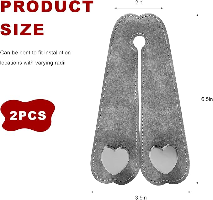 2 PCS Car Seat Headrest Hook, Suede Heart Shape Auto Double Seat Back Purse Storage Hook, Cute Backseat Organizer Universal Bag Holder Most Vehicles, Car Accessories (Gray)