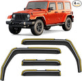 in-Channel Rain Guards Fit for Jeep Wrangler JK 2007-2018 Window Rain Guard Extra Durable Window Deflectors Window Vent Visors Vent Shades Exterior Car Accessories