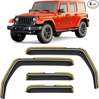 in-Channel Rain Guards Fit for Jeep Wrangler JK 2007-2018 Window Rain Guard Extra Durable Window Deflectors Window Vent Visors Vent Shades Exterior Car Accessories