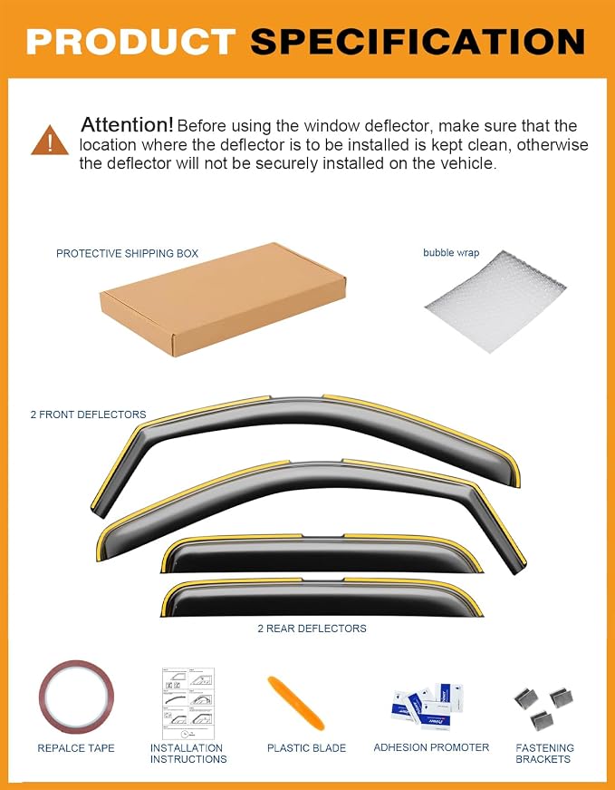 in-Channel Window Rain Guards Fit for Ford F150 2021-2026 SuperCrew Rain Guard Side Window Visor Durable Window Deflectors Truck Vent Visors Vent Shades Car Accessories - 4 pcs