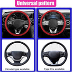 Elastic Stretch Steering Wheel Cover, Anti-Slip, 15inch, Red | Microfiber Odorless Breathable Ice Silk Car Steering Wheel Protector, Easy Carry, Warm in Winter & Cool in Summer