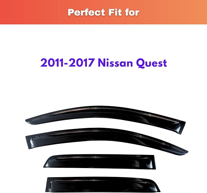 KPY Rain Guards Fit for 2011-2017 Nissan Quest, Out-Channel Window Visors Vent Wind Deflectors 4PC, Car Accessories for 11-17 Quest