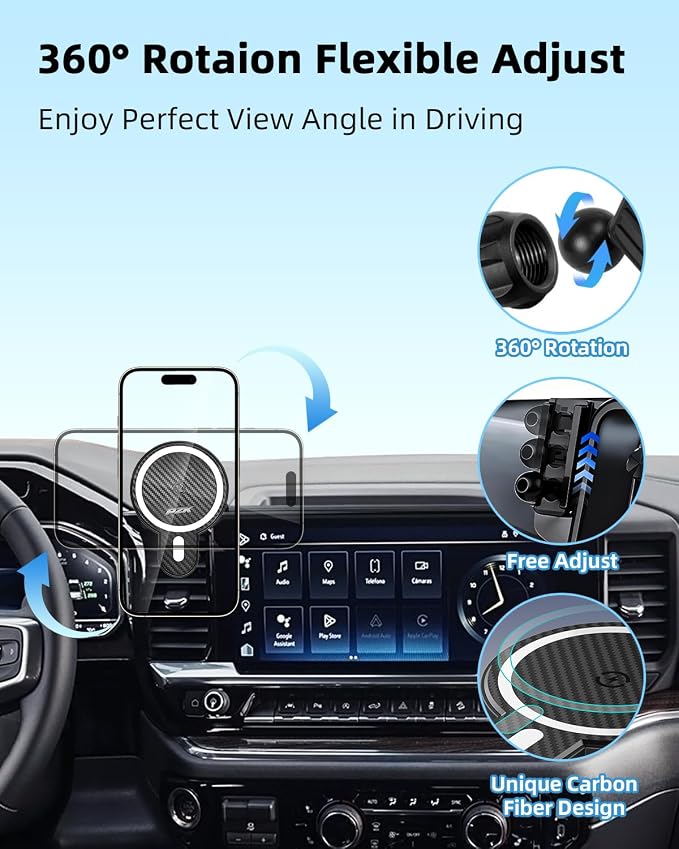 PZK Car Phone Holder for 2022-2026 Chevy Silverado/GMC Sierra 13.4'' Screen | Chevy Magnetic 15W Fast Wireless Charger 360° Magnetic Car Phone Mount LT/RST/ZR2/LTZ/LT Trail Boss Accessories