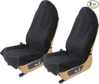 Waterproof Towel Car Seat Cover, Sweatproof Non-Slip Seat Protector, Universal Fit for Front Bucket or Rear Bench Seat of Cars, SUVs, Vans, Trucks, Compatible with Airbags and Armrests (Black, 2 Pack)