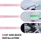 Car Half Car Cover Sunshade, Windshield Hood Front Window All-Season Protection Waterproof Dustproof Frostproof Car Cloth, Outdoor Foldable Protective Cover, Universal for Cars (Silver)