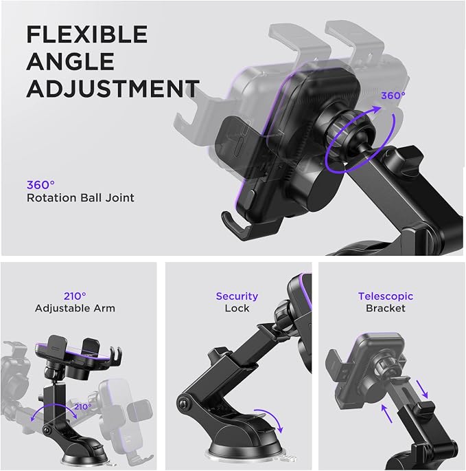 Wireless Car Charger,【7 Colored RGB Backlit】 15W Auto Clamping Phone Holders for Your car fit for iPhone 16 15 14 Mini Pro Max, Samsung Galaxy S25 Ultra S24 S23+, etc, Fathers Day for Gifts