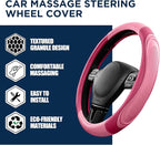 Car Steering Wheel Cover - Microfiber Leather Steering Wheel Wrap Sports 14.5-15 Inch Steering Wheel Cover Non-Slip for Men Women Pink & HotPink Color