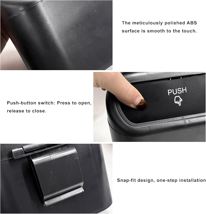 2 PCS Car Trash Can with Lid, Leakproof Mini Auto Garbage Bin with Trash Bags, Multipurpose Dustbin Container Storage Organizer for Vehicle Home Office, Car Accessories (Black)