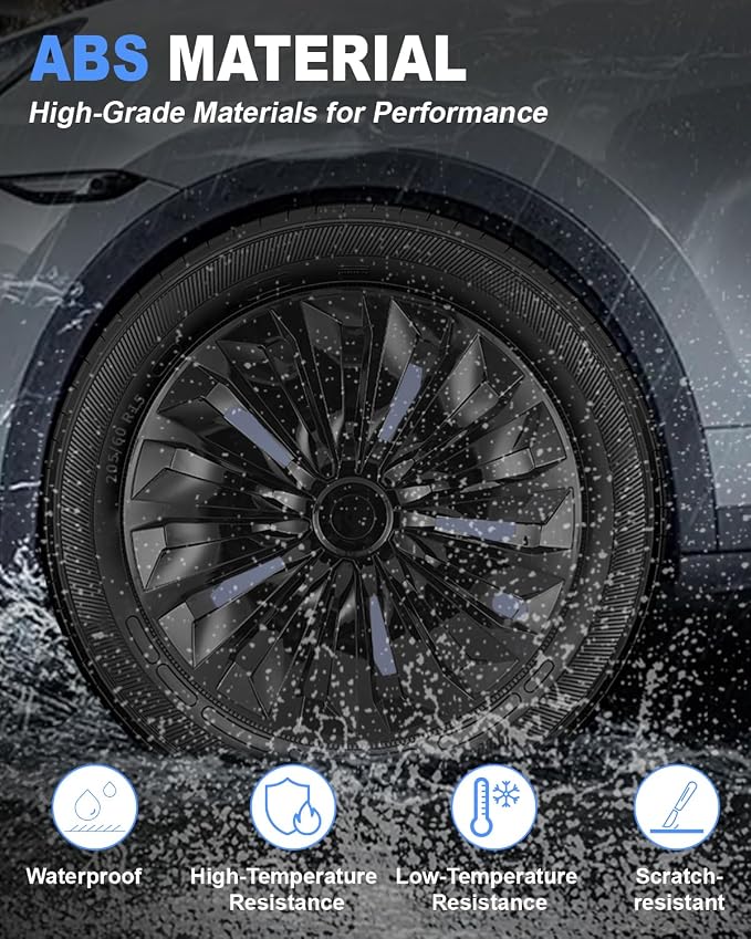 Hubcap Wheel Covers Hub Caps 15 Inch Set of 4 Black Universal Wheel Rim Cover R15 Stylish Car Decor Wheel Covers for Toyota Camry Nissan Mazda (TT Black, 15 inch)