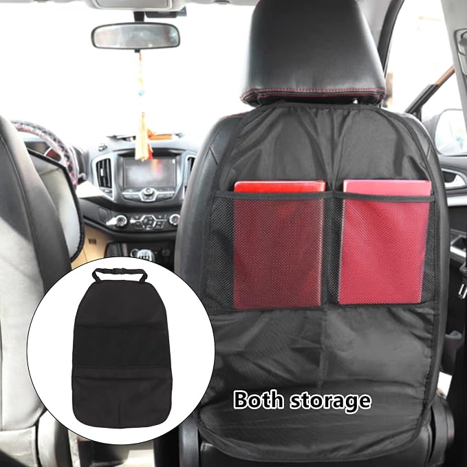 Black Back Seat Protector, Cover Anti Kick Mat, Car Backseat Organizer, Universal Interior Accessories, Oxford Cloth Durable for Cars SUVs Trucks Size 65x43cm.