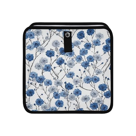 Car Trash Can Organizer Bin with Adjustable Strap for Back Front Seat Console Waterproof Leakproof Collapsible Portable 8.66 Inch Chinese Blue White Cornflower