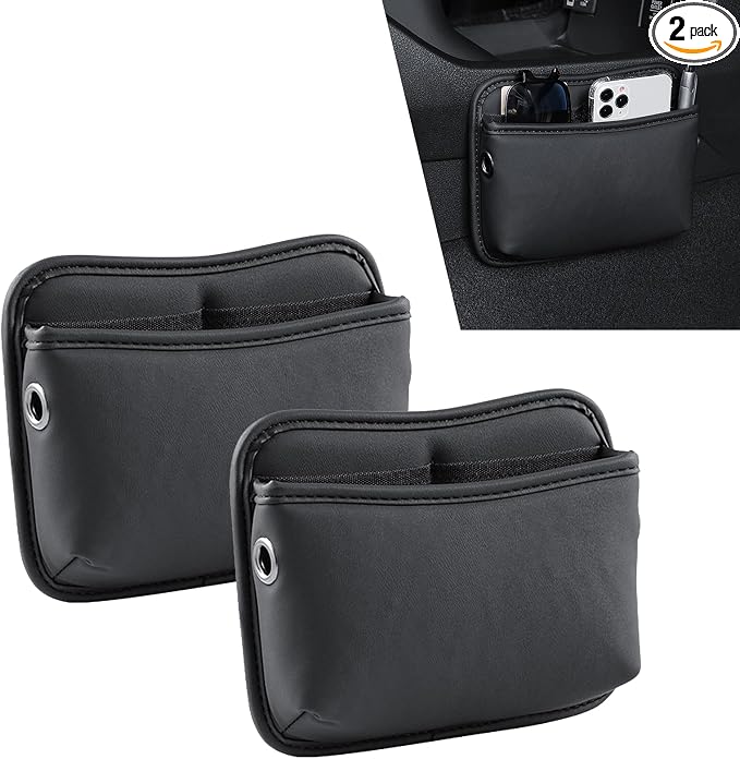 2 PCS Car Seat Side Storage Pockets, Multifunctional Console Side Organizer Bags, PU Leather Car Seat Side Pocket Pouchs, Universal for Most Cars