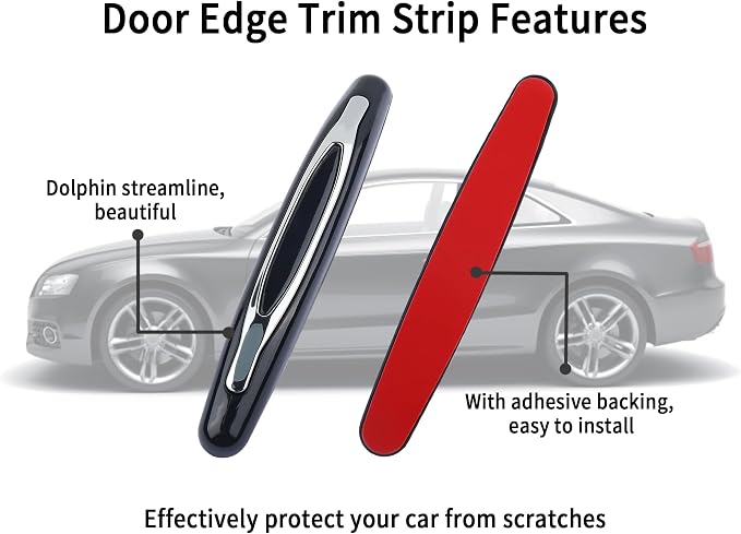 4PCS Car Door Edge Guards,Anti-Scratch Car Door Protector Trim Strip with Self Adhesive for Car Decor,Universal Exterior Car Accessories Door Guards for Cars Trucks SUVs (Black)