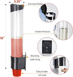 Cup Dispenser, Wall Mount Water Cooler Cup Holder Fits 5oz - 7oz Disposable Paper Plastic Cups for Home Office Hospital Cups Organizer, Adhesive Paste or Screw Install (Black, Medium)