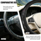Car Steering Wheel Cover, 14.5-15" Anti-Slip Steering Wheel Protector with 3D Honeycomb Massage Grip, Comfortable Auto Interior Decor Accessories, Universal for SUV Van Truck (Black)