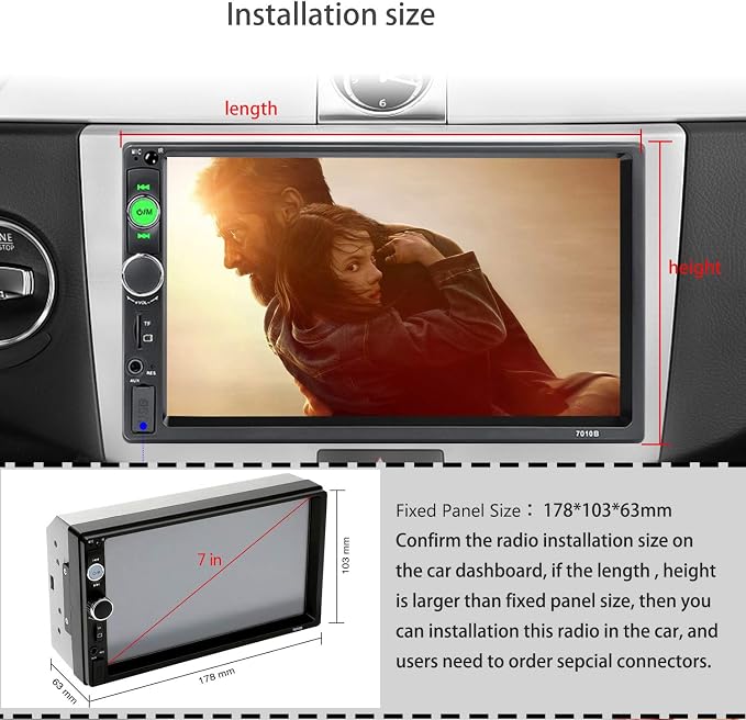 Double Din Car Stereo 7 Inch Touch Screen Car Audio Radio with Bluetooth Audio Hands-Free Calls Backup Camera FM Radio Receiver Car MP5 Player Support Mirror Link AUX-in USB TF Input