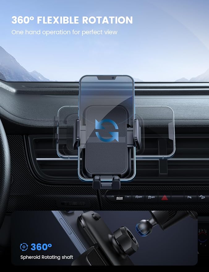 2026 Wider Clamp & Metal Hook Car Phone Holder Vent [Thick Cases Friendly] Phone Holders for Your Car Mount Gfts Automobile Hands Free Accessories for Women Men for iPhone 16 15 14 13 Pro Max