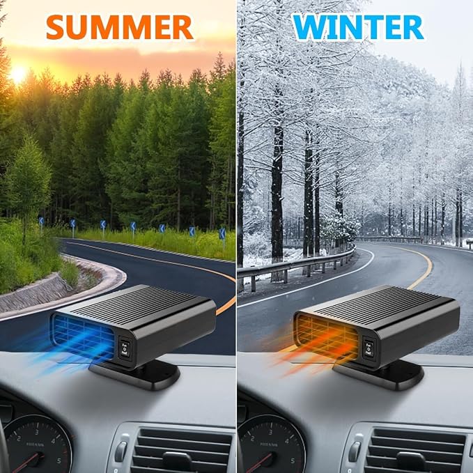 Car Heater,12v Portable Heater For Car,360° Rotatable Quick-Heating Defroster And Demister For For Cigarette Lighters Of Cars, Trucks, Rvs, And Campervans,Christmas Gifts (Black)