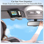 2 Packs Car Sun Visor Organizer, Sunglasses Holders for Car Sun Visor PU Auto Interior Accessories Storage Travel Document Holder with Multi Pocket (6.1 x 4.93 Inches, Black)