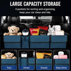 Car Trunk Organizer – Backseat Hanging Large Storage Bag with Adjustable Straps, Waterproof Collapsible Cargo Organizer with 4 Pockets, Space-Saving Trunk Storage for SUV Truck MPV (Blue)