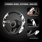 16 inch Steering Wheel Cover Cow Print, Breathable Microfiber Leather Compatible Large-Size for F150 F250 F350 Ram 4Runner Tacoma Tundra Range Rover Model Car Accessories for Women Men