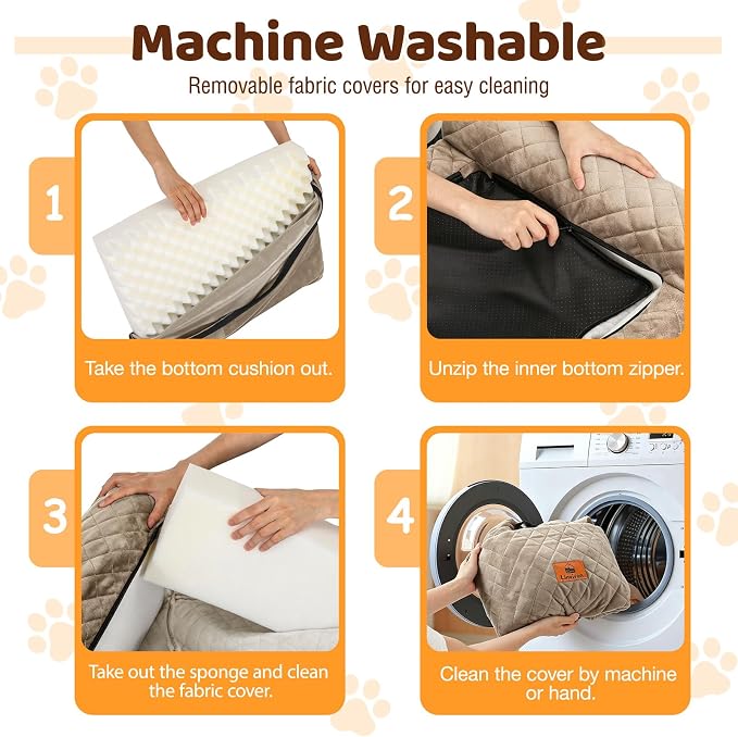Dog Car Seat for Medium/Large Dogs up to 60 lbs, Memory Foam Dog Booster Seat with Thick Cushion, Pet Car Seat for Back with Detachable Washable Cover, Storage Pockets for SUV, Pick Up, Trunk, Khaki