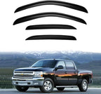 Window Visor for 2007-2013 Chevy Silverado 1500/ GMC Sierra 1500/ Avalanche/Suburban Crew Cab, Rain Guards Vent Deflector Shade Dark Smoke 07-14 Silverado/Sierra 2500 3500HD/ 07-14 Yukon XL, Tape-On