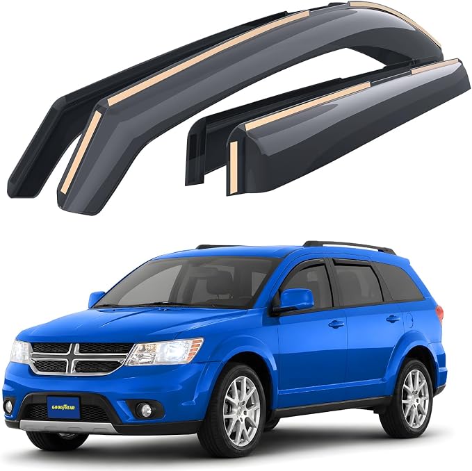 Goodyear Shatterproof in-Channel Window Deflectors for Dodge Journey 2009-2020, Rain Guards, Window Visors for Cars, Vent Deflector, Car Accessories, 4 pcs - GY007886