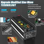 3000 Watt Power Inverter 12V to 110V 120V for Vehicle, Solar Inverter System, Heavy Duty, RV, Truck, Off Grid,Camping with 4 AC Outlets, LCD Display, Wireless Remote Control, Car Power Inverter