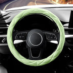 YHONGJT Cute Soft Microfiber Leather Anti-Slip Steering Wheel Cover, Universal 15 Inch for Women Girls, Fit Vehicles, Sedans, SUVs, Vans, Trucks - Neon Green