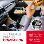 Cup Holder Tray for Car - Adjustable Car Tray Table - Perfect Car Food Tray for Eating with Phone Slot and Swivel Arm - Car Organizer