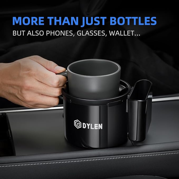 Car Cup Holder Expander with Adjustable Base, Fits 16–46oz Bottles | Expandable Base Fits 2.5"–3.8" Cup Holders; Secures Yeti, Owala 16–46oz Bottles; 99% Phones; Anti‑slip Tabs Prevent Spills