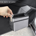 Car Trash Can, Foldable Multifunctional Hanging Storage Box Trash Can with a Roll of Garbage Bag, Multi Pocket Design Suitable for Car, Home, and Office Car Trash Cans (Beige)