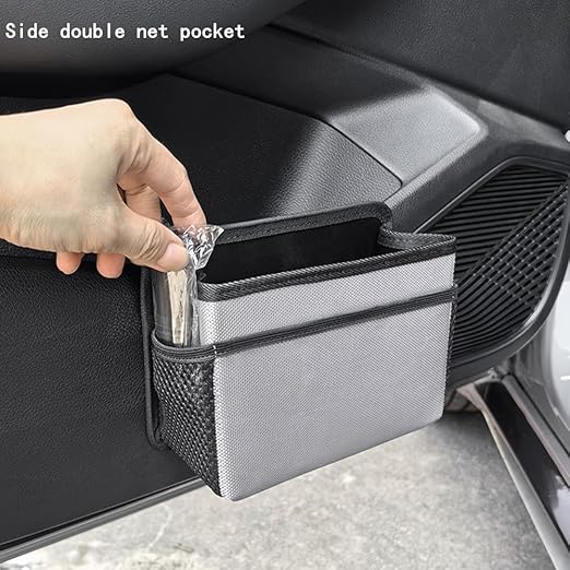 Car Trash Can, Foldable Multifunctional Hanging Storage Box Trash Can with a Roll of Garbage Bag, Multi Pocket Design Suitable for Car, Home, and Office Car Trash Cans (red)